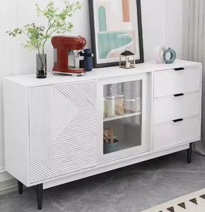 Salon moderne Rangement en bois noir Porte en <span class=keywords><strong>verre</strong></span> Armoire console <span class=keywords><strong>Cuisine</strong></span> Salle à manger Credenza Buffet Buffet - Product Image 6