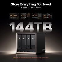 UGREEN NASync DXP4800 GT Plus, NAS de Escritorio de 4 Bahías, CPU AMD R2514, 8GB de RAM DDR4, 4K 60Hz, Ranuras M.2 NVMe de 10GbE, Almacenamiento Conectado a la Red