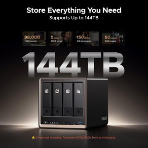 UGREEN NASync DXP4800 GT Plus 4 Bay Desktop <span class=keywords><strong>NAS</strong></span> AMD R2514 CPU 8GB DDR4 RAM 4K 60Hz 10GbE Slot M.2 <span class=keywords><strong>NVMe</strong></span> Penyimpanan Terhubung Jaringan - Product Image 3