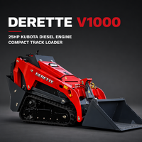 Chargeuse compacte sur chenilles Derette V1000, mini-chargeuse compacte haute performance avec accessoires pour l'agriculture