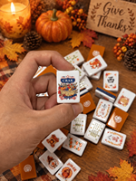 Ensemble de Mahjong en Acrylique Américain de Luxe Personnalisé, Thème Thanksgiving Pilgrim, avec Huit Tuiles à Motifs Floraux, Squirrel Pie, Cabin Roast Turkey, Joker