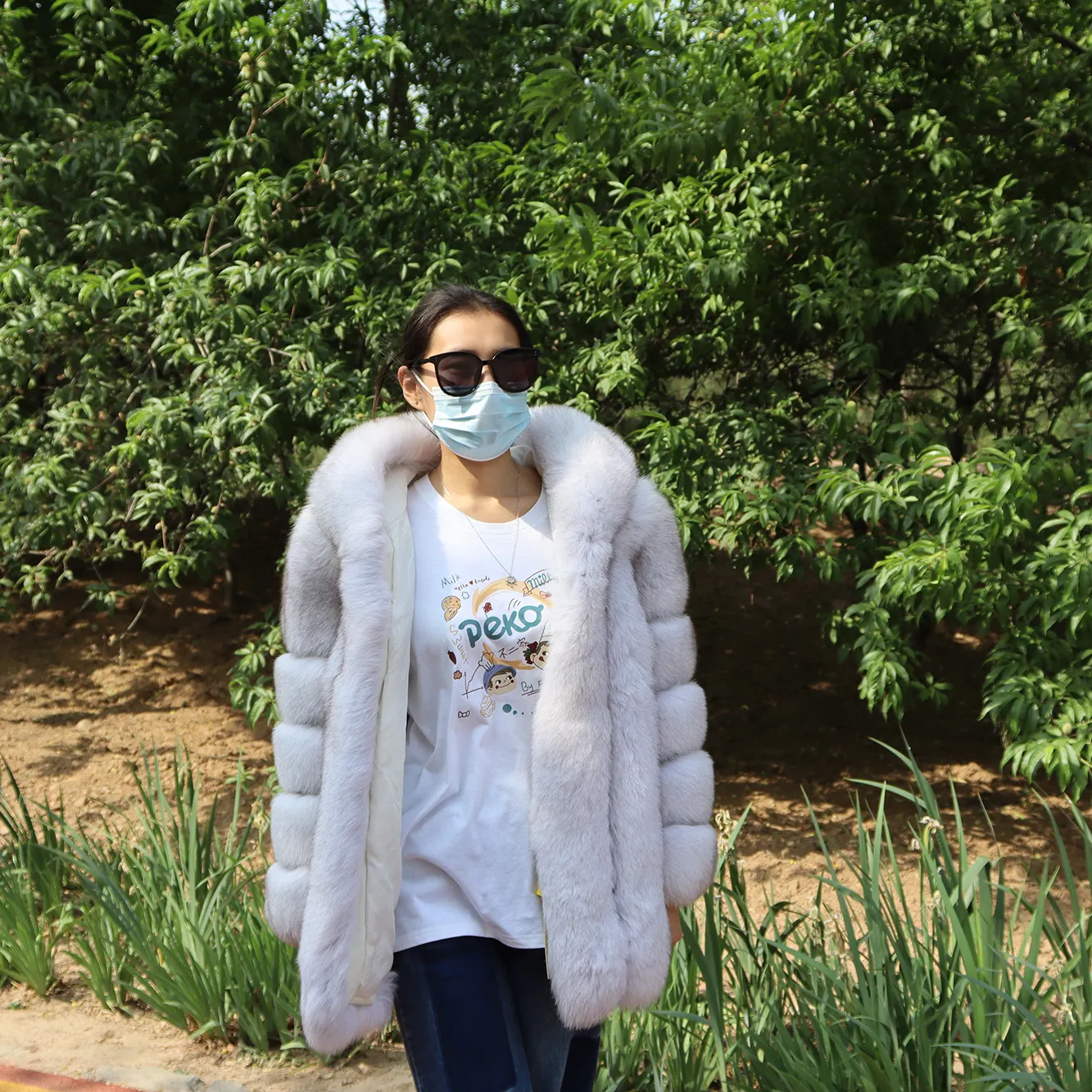 Manteaux de fourrure de renard de luxe d'hiver moelleux à la mode personnalisables pour femmes