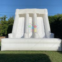 Toboggan aquatique gonflable double face en vinyle blanc de qualité commerciale pour intérieur/extérieur avec piscine pour les fêtes à domicile et à l'école