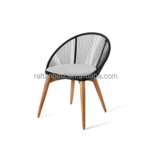 Sillas de jardín con estructura de aluminio, tejido de cuerda y base de madera de teca, más resistentes y con un aspecto elegante para muebles de patio, sillón de descanso. - Product Image 1