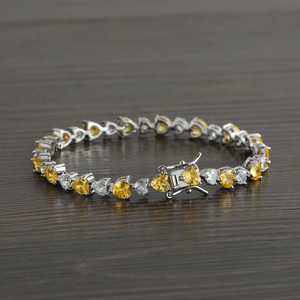 Colored Heart-shaped Tennis <b>Bracelet</b> Couple Stacked Copper Inlaid Zircon Love Tennis <b>Bracelet</b> Tanjing Fashion Lijing Necklace - Product Image 1