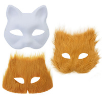 Nouveau bricolage blanc pâte à papier masque Halloween Animal renard chat masque Costume boule peint à la main Cool mode fête masque