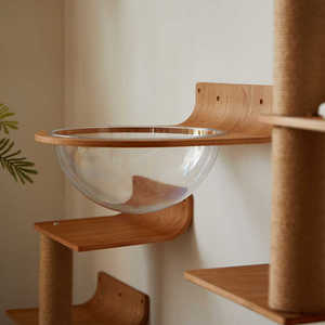 MPJ1009 Modern Ahşap Kapsül Kedi Yatağı Duvara Monte Kedi Tırmanma Çerçevesi Küçük Alanlar İçin Kompakt Tasarım Her Mevsim Kullanım - Product Image 3