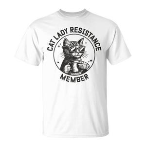 T-shirt unisexe pour adulte en coton blanc à col rond et manches courtes avec motif graphique Cat Lady Resistance Member - Product Image 1