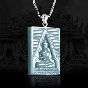 หยกเจไดต์เกรดเอธรรมชาติ ลายมังกรน้ำสีฟ้า <span class=keywords><strong>พระ</strong></span>อมฤทธิ์พระพุทธรูปสีขาวมะกอก จี้หยกสไตล์เอเชียตะวันออกเฉียงใต้ สำหรับทุกเพศ - Product Image 2