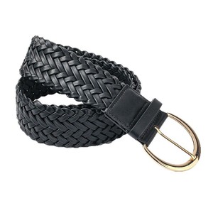 Cinturón ancho tejido negro de 4.0 cm con hebilla de cobre, estilo casual, artístico y retro para pantalones y vestidos de mujer - Product Image 4