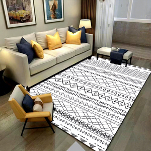 Tapis complet EiffelHome en velours cristal polyester, motif géométrique marocain nordique, style simple, lavable, pour salon - Product Image 2
