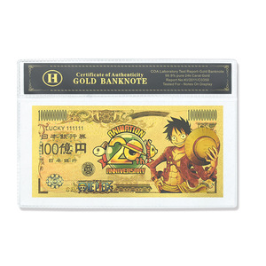 Ensemble de billets de banque en feuille d'or sur le thème des pirates légendaires, plaqué or 24 carats, carte commémorative en PVC imperméable, collection de souvenirs d'anime, cadeau - Product Image 4