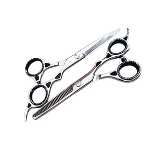 8\" Matt Black Dog Grooming Scissors Sharp Blade Dull Powder Coated Stainless Steel Dark Grey Dog <b>Shear</b> for Beauty Personal Care - Product Image 1