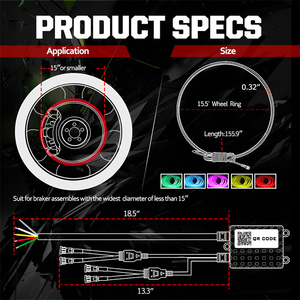 Nova ou Inch LED مصابيح عجلات سيارات إضاءة محيطية متعددة الألوان RGB تحكم بتطبيق تلقائي وظائف فرامل إشارة الانعطاف 12 فولت - Product Image 4
