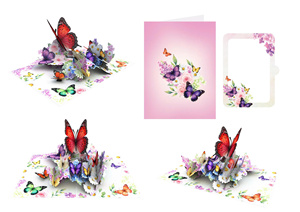 Carte de vœux 3D pop-up, papillon coloré, jardin de fleurs, Kirigami, cartes d'anniversaire, fournisseur en gros - Product Image 4
