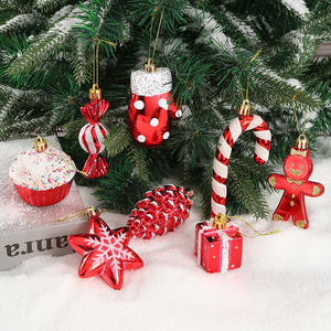 Décoration <span class=keywords><strong>de</strong></span> <span class=keywords><strong>Noël</strong></span> en plastique, pendentif en forme d'étoile à cinq branches, <span class=keywords><strong>de</strong></span> cône <span class=keywords><strong>de</strong></span> pin, <span class=keywords><strong>de</strong></span> gant, <span class=keywords><strong>de</strong></span> canne en sucre, <span class=keywords><strong>de</strong></span> boîte cadeau, style américain, ornement DIY - Product Image 1