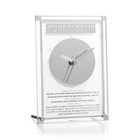 Plakat Jam Hanukkah Akrilik Kustom Pabrik, Jam Doa Judaica Akrilik Bening Dengan Teks Ibrani, Alas Logam Emas Perak