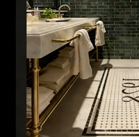 Meubles de luxe pour chambre d'hôtel ou de casino, ensemble de meuble-lavabo à cadre doré, pieds de baignoire en métal, laiton brillant, cuivre rouge, style rétro pour villa