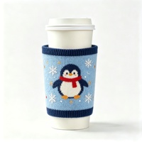 Manchon de tasse à café réutilisable MSYO avec logo personnalisé, en crochet, style pull de voyage, pour thé ou glace, motif pull de Noël
