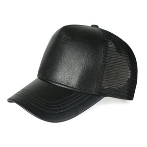 Gorras al por mayor: Gorras trucker de 5 paneles de cuero y malla, gorras deportivas personalizadas de moda para hombre, para ciclismo al aire libre, viajes a la playa y uso recreativo. - Product Image 2