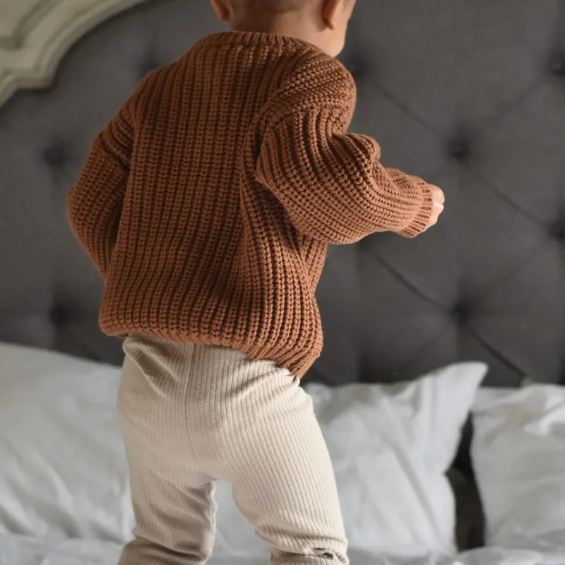 Suéter de algodón orgánico para bebé, jerséis de punto gruesos ecológicos, Jersey de punto personalizado para niños, ropa de bebé