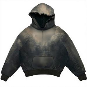 Sudadera con capucha unisex de gran tamaño con cremallera, tejido grueso de 600 g/m², con estampado de letras, estilo Y2K, lavado ácido, para hombre, de la marca Manufacturer. - Product Image 2