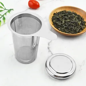 Infusor de té de acero inoxidable de grado alimenticio con filtro de bola de té de colador de hojas de bandeja