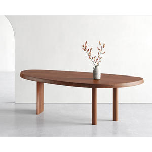 Oval <b>Solid</b> <b>Wood</b> Dining <b>Table</b> Nordic Minimalist Style Multipurpose Office Meeting <b>Table</b> - Product Image 1