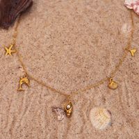Collar con colgante de estrella que no se desvanece, venta al por mayor, collares con colgante de perla de pez globo de concha bonita a la moda, serie oceánica, piezas de joyería únicas
