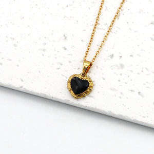 Custom LOVE Heart Shaped Pendant Necklace 18k Gold Women <strong>Jewelry</strong> Colorful Enamel Pendant Designs <strong>Stainless</strong> <strong>Steel</strong> Necklace - Product Image 4