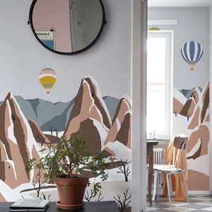 Murale murale moderne imperméable pour chambre d'enfant avec <span class=keywords><strong>ballon</strong></span> à air chaud et paysage de montagne enneigée - Product Image 2