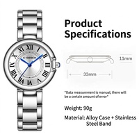 Nouvelle montre à quartz de luxe avec phases de lune, étanche, bracelet en acier inoxydable de haute qualité, montre pour femme X-GEQCK