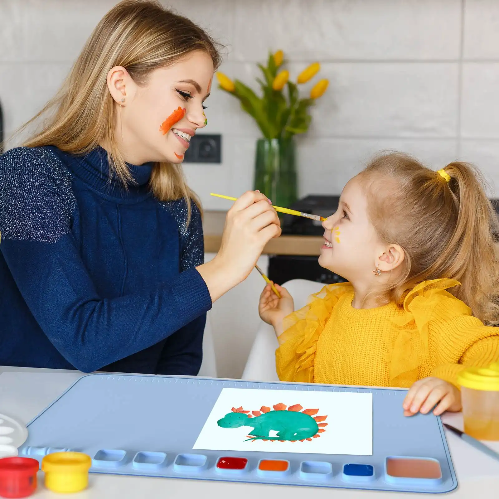 Tablero de silicona impermeable para niños, fácil de limpiar, diseño de Color, impresión delicada, esteras de pintura