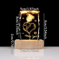 Offre Spéciale saint valentin Rose cristal carré avec interrupteur Base veilleuse boule de cristal boule de verre romantique mode amoureux cadeau