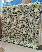 Décoration de mariage personnalisée, mur de fleurs artificielles, panneau floral de roses blanches, toile de fond murale de fleurs