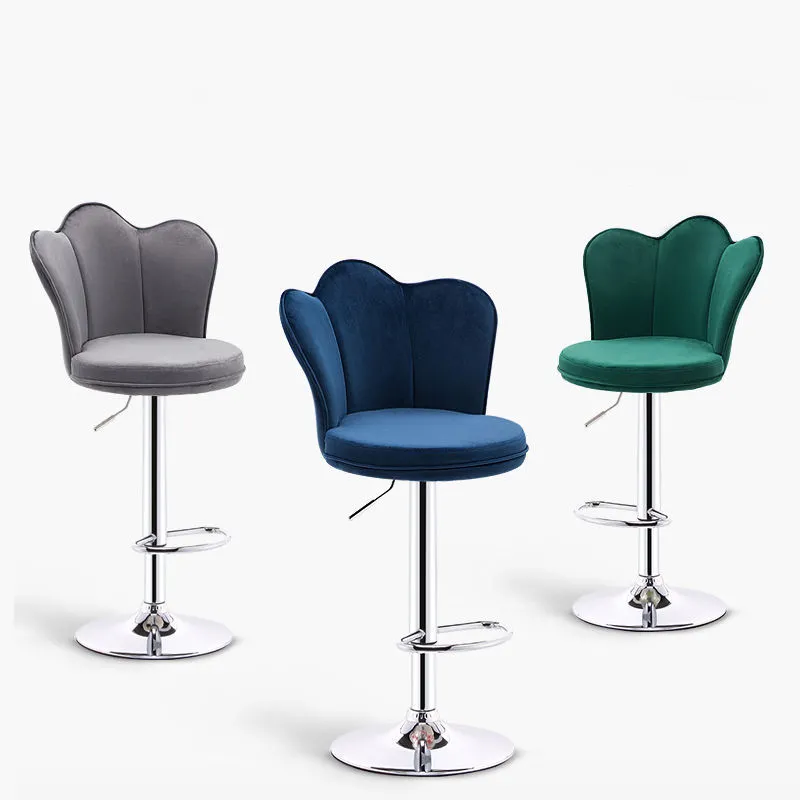 İskandinav moda yüksek kaliteli Bar yüksek sandalye ticari mobilya kadife döner yüksek Bar sandalyesi