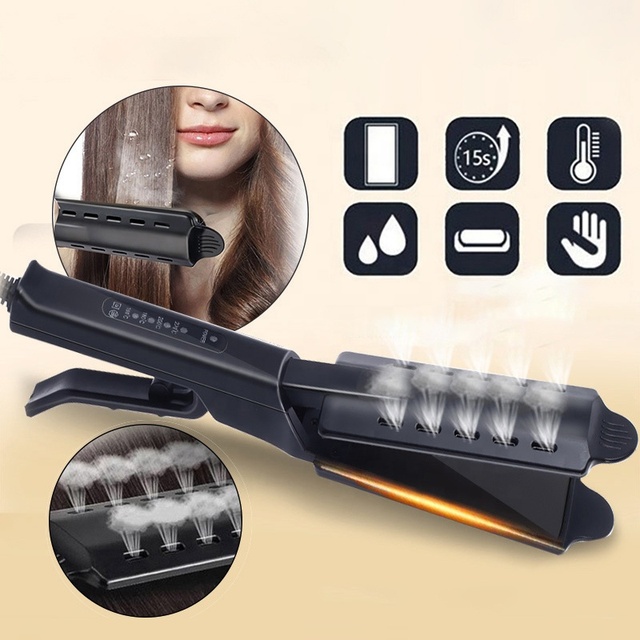 Professional Salon LED Wet/Dry Fast Styler Electric Ceramic Tourmaline Negative Ion Flat Iron Steam Hair Straightener One Hour