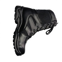 Bottes tactiques robustes pour hommes en cuir de vachette noir TSB601 PDRM, pour entraînement.