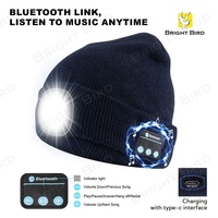 Gorra de faro con puños iluminados de punto cálido para invierno, sombrero para auriculares, faro recargable Led con lámpara de tapa de luz