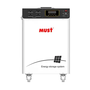 MUST all in one energy 12v 24v power storage station with inverter 1kw 2kw 3kw lifepo4 battery pack