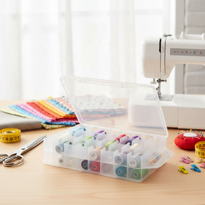 Boîtes de <span class=keywords><strong>rangement</strong></span> rectangulaires en plastique double face pour <span class=keywords><strong>couture</strong></span>, 2x46 compartiments, transparentes, pour aiguilles et petits travaux manuels - Product Image 1