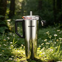 Mug à café isotherme innovant avec poignée et couvercle, facile à nettoyer, doublure lisse et brosse de nettoyage – Cadeau d'affaires discret