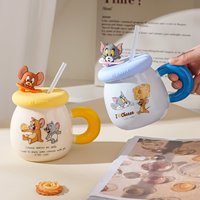 500ML vente en gros créatif mignon dessin animé Snoopys tasse à café en céramique avec couvercle et paille pour cadeau
