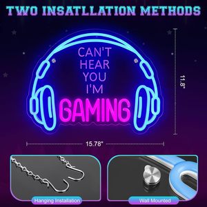 Lampes néon LED pour jeux vidéo, à intensité variable, alimentées par USB, lumière d'ambiance, décoration de vitrine, lumière indicatrice de rue, lumière de paysage - Product Image 2