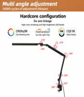 Lampe de bureau LED en métal avec commande tactile/à distance, double réglage de la lumière, protection des yeux pour les étudiants, lecture, dessin et conception