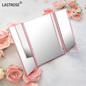 High Quality ABS Plastic Tri-fold <b>Makeup</b> Mirror Private Label Portable Travel Foldable <b>Vanity</b> Mirror With Stand - Product Image 2