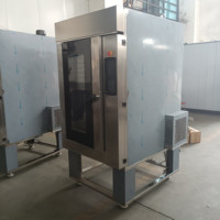 Commerciële gasgestookte rotatieoven - een machine geschikt voor het bereiden van maïs, fruit, toast, bagels, gebak en gebakken brood.