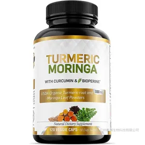 Turmeric Curcumin Capsules with Bioperine Organic Moringa Powder for Bone Joint Support Immune Supplement Turmeric Capsule