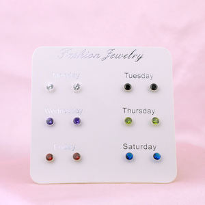 Pendientes de circón transparente de <span class=keywords><strong>acupuntura</strong></span> para estudiantes, aretes pequeños de resina, moda coreana - Product Image 4