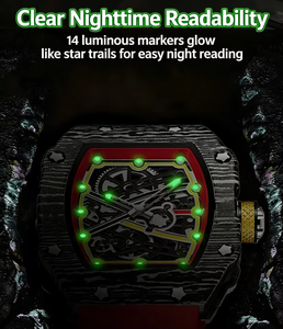 Orologio al Quarzo Sportivo da Uomo con Quadrante Grande, Cassa Sottile a Forma di Botte, Cinturino in Silicone, Motivo in Fibra di Carbonio, Vendita all'Ingrosso - Product Image 4